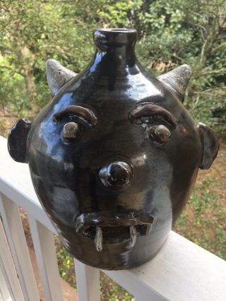 Rare Eric Miller Devil Face Jug Alabama Southern Folk Art Pottery