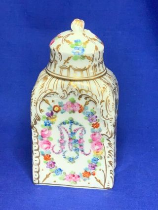 Very Rare Carl Thieme Dresden Porcelain Marie Antoinette Tea Caddy With Lid