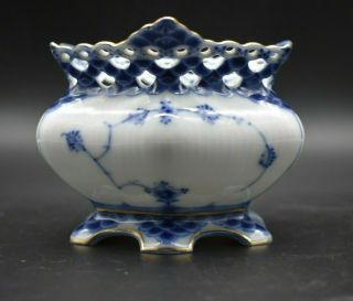 Royal Copenhagen Danish Blue Fluted Full Lace Reticulated 5 " Potpourri Vase