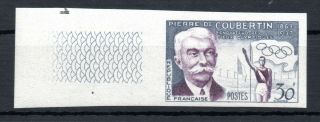 France,  1956,  Olympic Games,  Pierre De Coubertin,  Imperforate Stamp,  Mnh