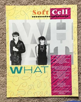 Soft Cell - What 1982 Full Page Lyric Poster Marc Almond