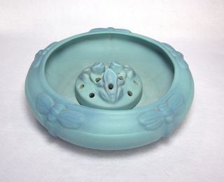 Van Briggle Art Pottery 12” Dragonfly Bowl Shape 903e W/ 3 - Frogs Flower Frog