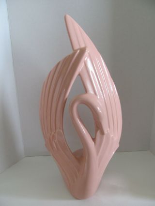 Large Haeger Mid Century Modern Pink Ceramic Swan
