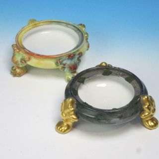 Jp Limoges - 2 Hand Painted Punch Bowl Bases Or Plinth