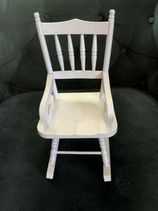 12 " White Doll Teddy Bear Wooden Rocking Chair