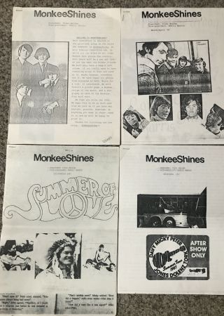Rare First 4 Issues Of “monkeeshines” Fan Club Newsletter Dec 1986 - Dec 1987