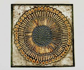 Lisa Larson: Wall Tile Sunflower Plate Gustavsberg Vintage 1960