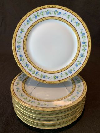 A Raynaud Ceralene Limoges Morning Glory Ring Salad Plate Set 8 - 7 5/8 " D Gold
