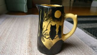 Rare Medalta Cream Pitcher With Two Owls Made In Alberta Canada In The 1930 