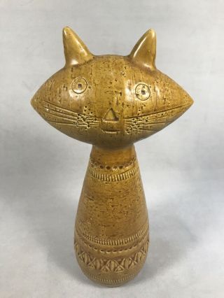 Pv04907 Vintage Mid Century Bitossi Italy Ceramic 10 " Gold Cat Figurine