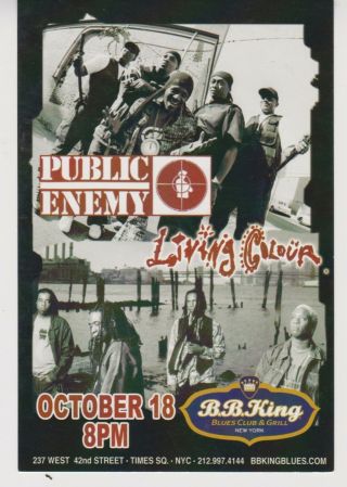 Public Enemy Living Colour De La Soul Del The Funky Homosapien Promo Postcard 20
