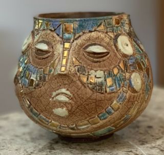 Sascha Brastoff Mid Century Modern Pottery Mosaic Bowl Face Rare