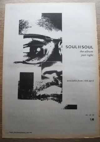 Soul Ii Soul - Just Right - 1992 - Vintage Nme Advert Poster