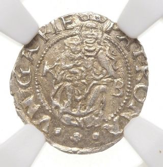 Hungary.  Ferdinand I,  Silver Denar,  1554 - Kb,  Ngc Ms65