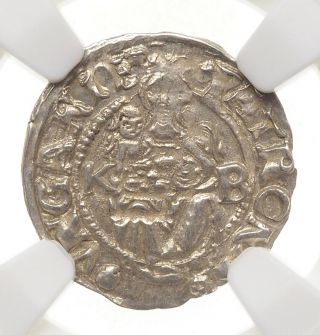 Hungary.  Ferdinand I,  Silver Denar,  1546 - Kb,  Ngc Ms63