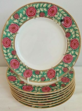 Rare Set Of 8 Tiffany & Co Peony Dessert Plates - 8 & 1/4 Inches
