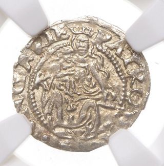 Hungary.  Ferdinand I,  Silver Denar,  1555 - Kb,  Ngc Ms63