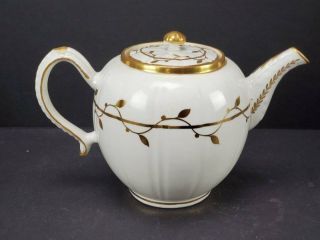 Antique 18th C.  Caughley Porcelain Hand Guilded Leaf Teapot C1780 - 1790