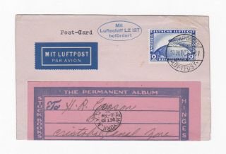 Daw Germany Zeppelin Lz 127,  Mi 423 On Postcard To York Censored Mail Lot 10