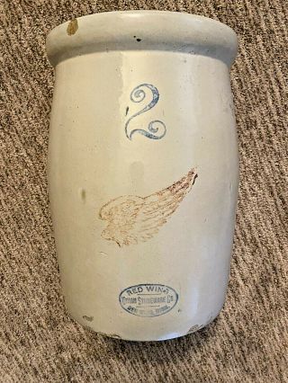 Antique Red Wing 2 Gallon Butter Churn And Lid