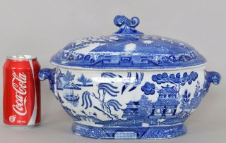 Antique Ridgway Semi China Blue Willow Blue And White Soup Tureen