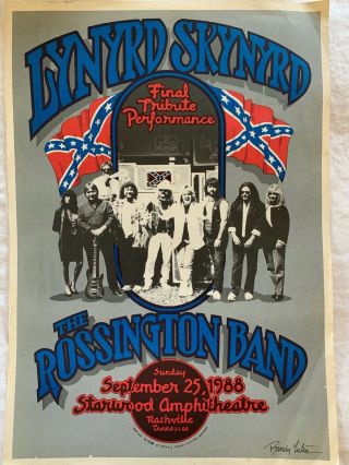 1988 Lynyrd Skynard Randy Tuten Silk Screened Promo Poster Southern Rock