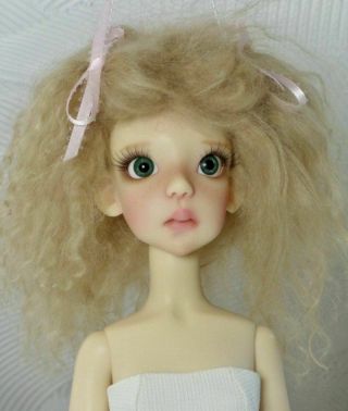 Handmade Blonde Tibetan Mohair Doll Wig Sz 8 ",  Fits Kaye Wiggs Msd,  Laycee,  Etc.