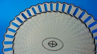 Antique Wedgwood Creamware reticulated platter cake plate Oval Basket Weave 3