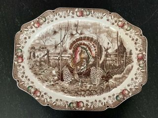 Vintage Johnson Bros England " His Majesty " Large Oval Turkey Platter 20 " X 16 "