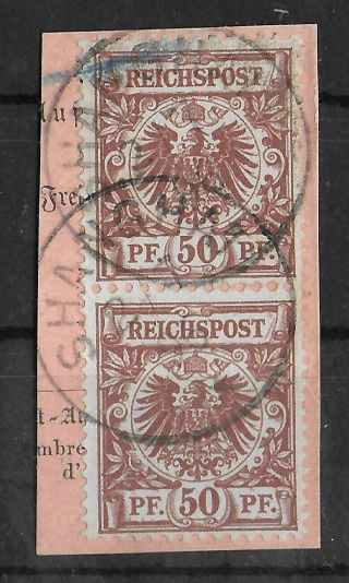 China German Offices 1896 On Paper Forerunner 50 Pf Pair Ii Michel V50d