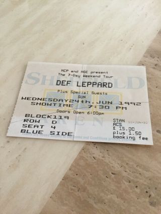 Def Leppard Concert Ticket 7 Day Weekend Tour 1992
