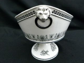Creil Black Lion Head Centerpiece Oval Boat Bowl By Mottahedeh Italy S.  5063