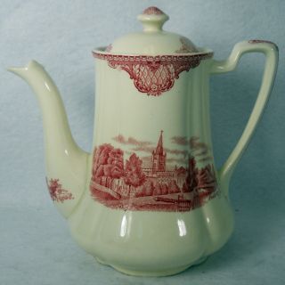 Johnson Brothers China Old Britain Castles Pink Crown Stamp Mini Coffee Pot &lid