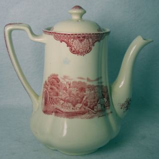 JOHNSON BROTHERS china OLD BRITAIN CASTLES pink crown stamp MINI COFFEE POT &LID 3