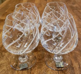 Set Of 4 Mikasa Crystal Windlass - - 5 - 3/4 " Brandy Glasses Glass Goblet Nwt