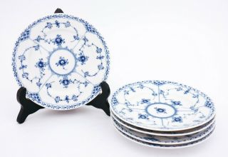 5 Plates 574 - Blue Fluted - Royal Copenhagen - Half Lace - 2nd Quality