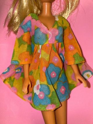 Vintage 1453 Flower Wower Power 1970 Barbie Dress Clothing Mattel Tagged