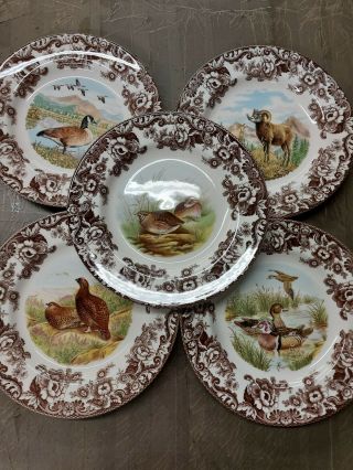 Spode Woodland Set Of 10 Dinner Plates Includes Big Horn Sheep,  Canada,  3 Birds