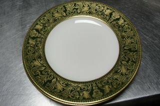 Wedgwood Florentine Dark Green Gold Dragons W4170 4 Dinner Plates