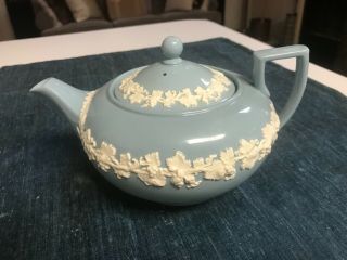 4 Cup Wedgwood Blue Queensware Teapot Tea Pot In
