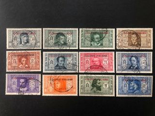 Italy 1932 Italian Colonies General Issues Dante Vf Complete Set 12 Values