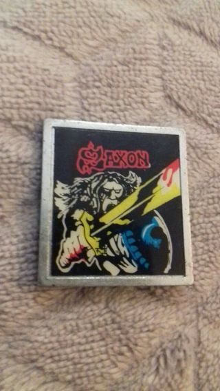 Saxon Vintage Steel Pin Badge.  Late 70.  S 80 Very Rare