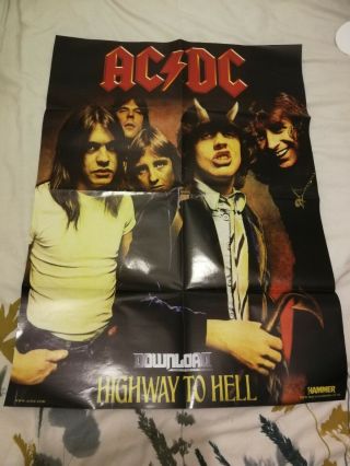 Large A1 Size Ac/dc Highway To Hell Poster W/ October File Reverse Metal Hammer