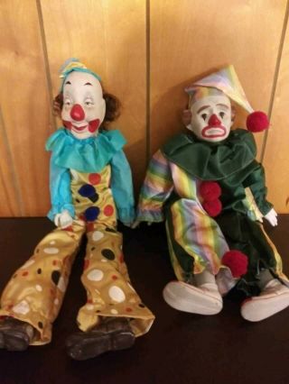 2 (two) Vintage Albert E.  Price/heritage Clown Dolls - Ceramic Heads/hands/feet