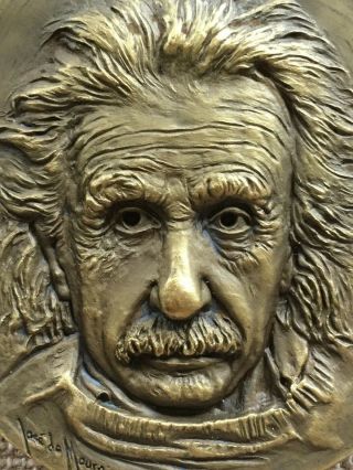antique and rare bronze medal with high reliefs of Einstein,  1978 2