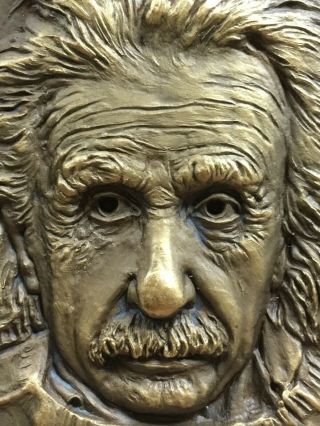 antique and rare bronze medal with high reliefs of Einstein,  1978 3
