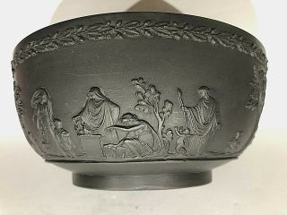 C.  1860 Wedgwood Black Basalt Jasperware 7.  5 " Bowl With Stunning " Muses "