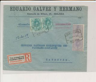 Lm03027 Spain 1921 To Germany Registered Good Cover