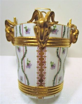 1778 - 1793 Sevres Limoges Porcelain Bucket/pot,  Ram Head Decor,  As Found