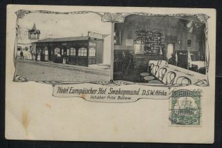 German South West Africa 1911 5pf On Postcard Hotel Europaischer Swakopmund